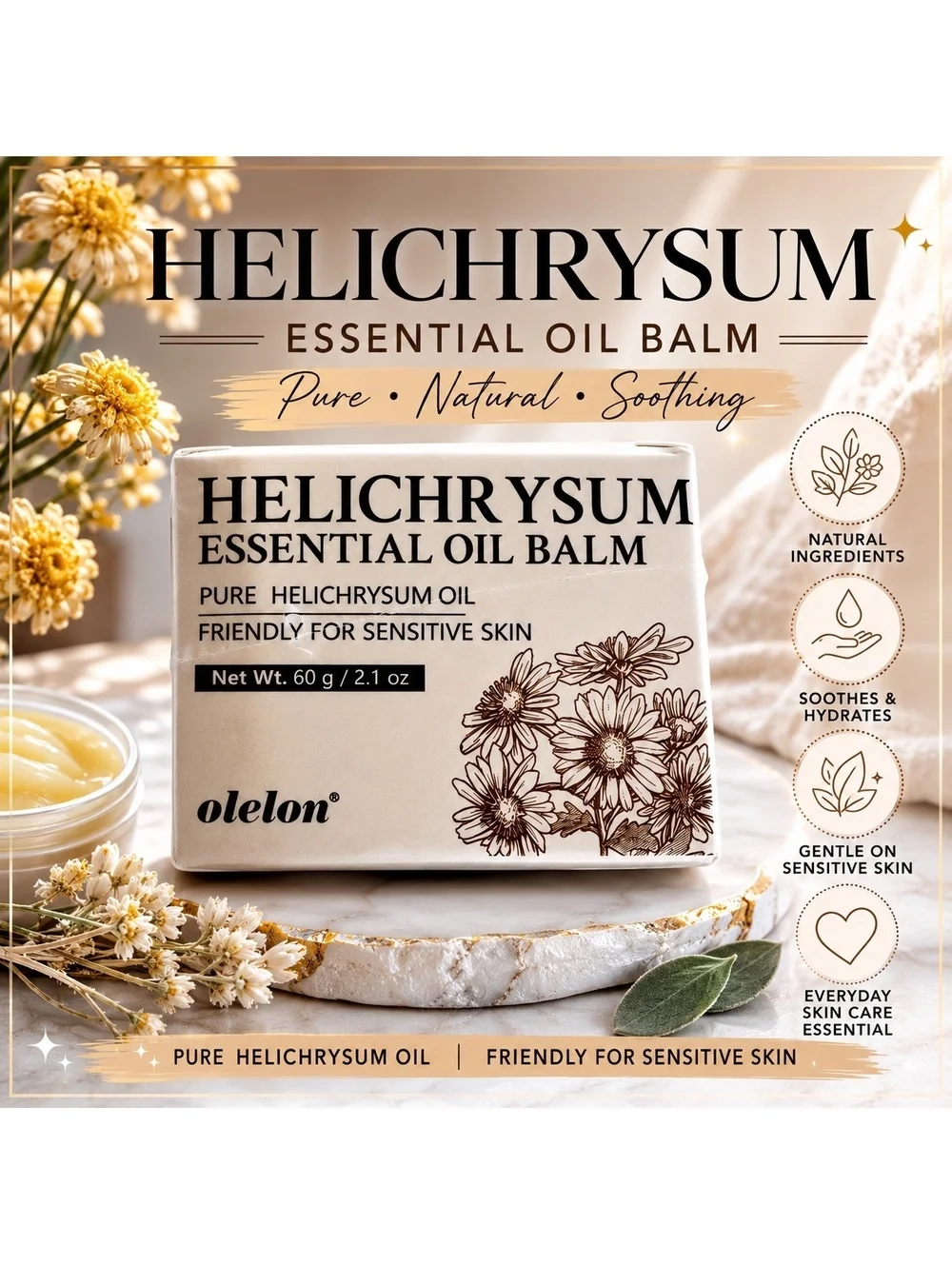 Olelon Helichrysum Essential Oil Balm for Sensitive Skin 60g